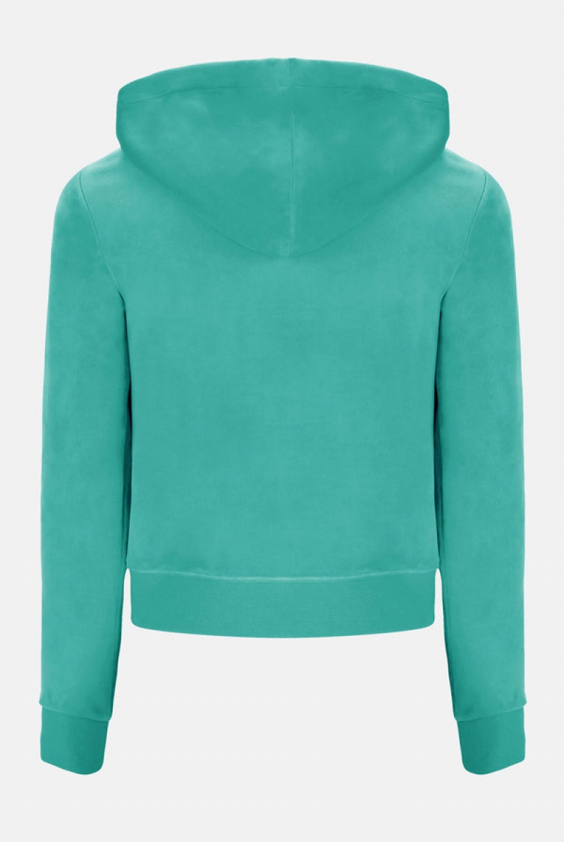 Juicy Couture Classic Velour Robertson Hoodie Plave Zelene | JC-SN652123