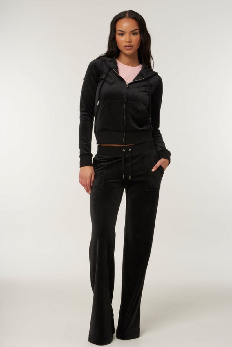 Juicy Couture Classic Velour Robertson Hoodie Crne | JC-SN652134