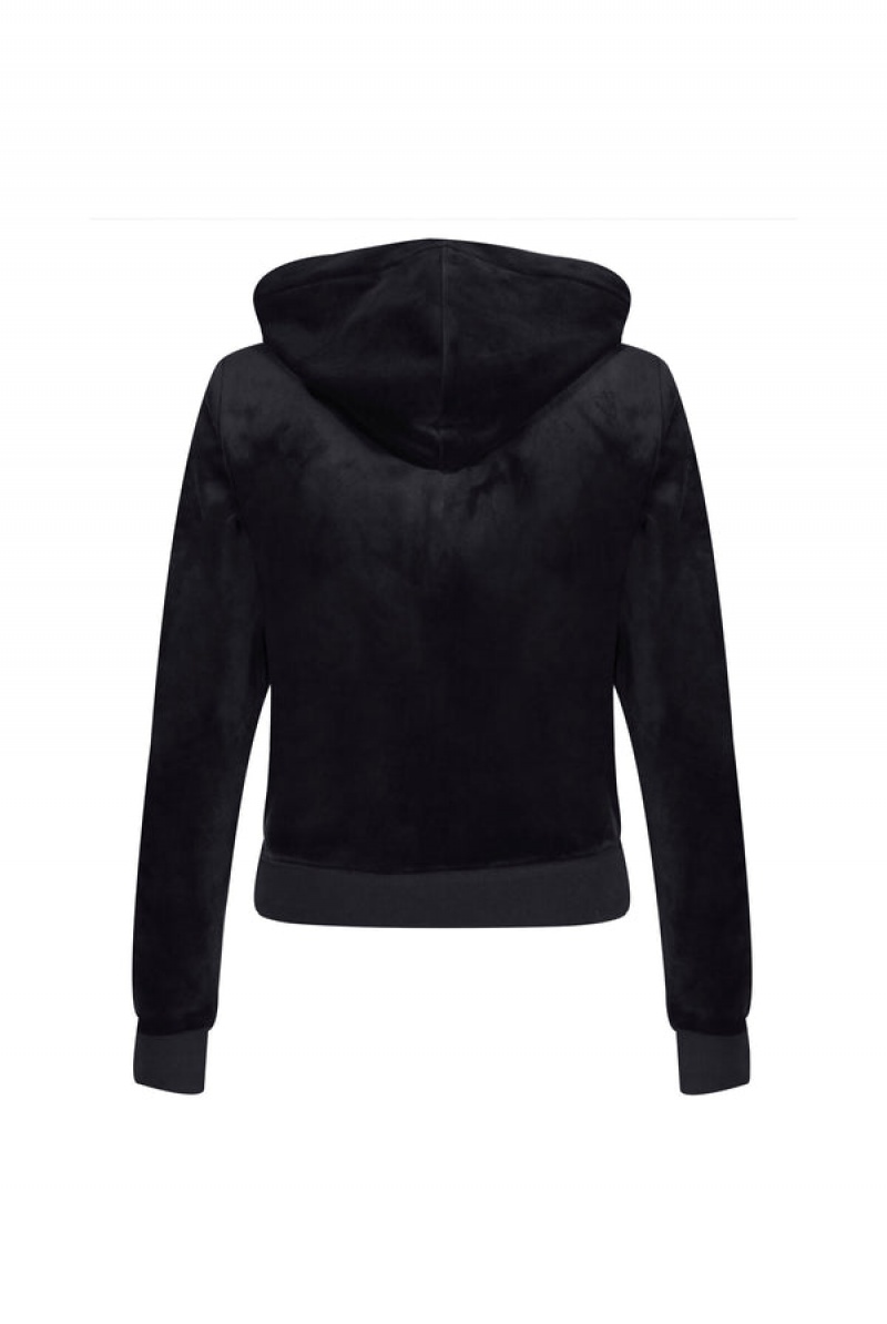 Juicy Couture Classic Velour Robertson Hoodie Crne | JC-SN652134