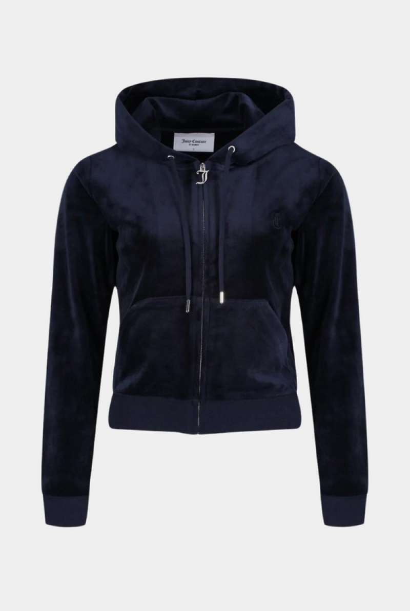 Juicy Couture Classic Velour Robertson Hoodie Plave | JC-SN652135