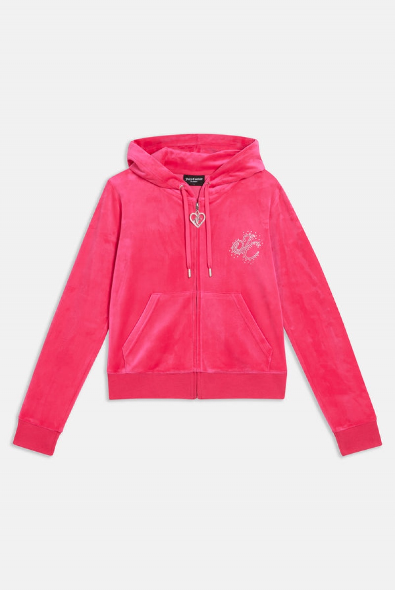 Juicy Couture Classic Velour Scatter Bead Hoodie Roze | JC-SN652120