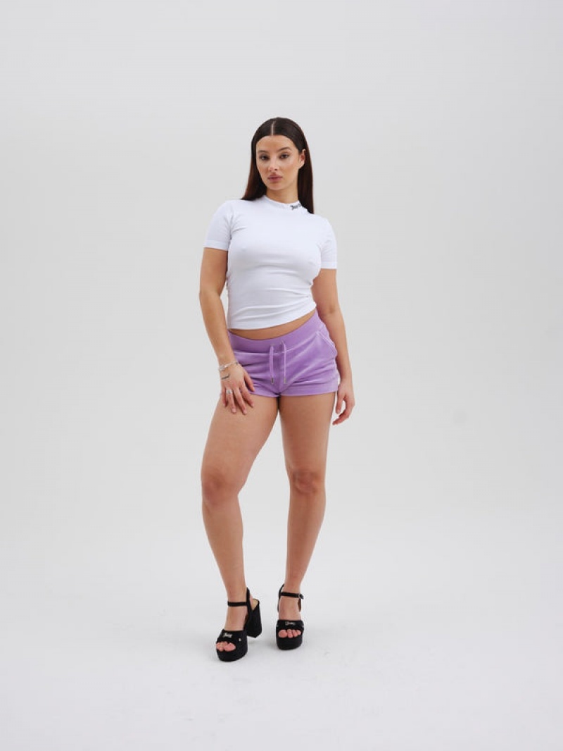 Juicy Couture Classic Velour Track Short Ljubičaste | JC-SN652078