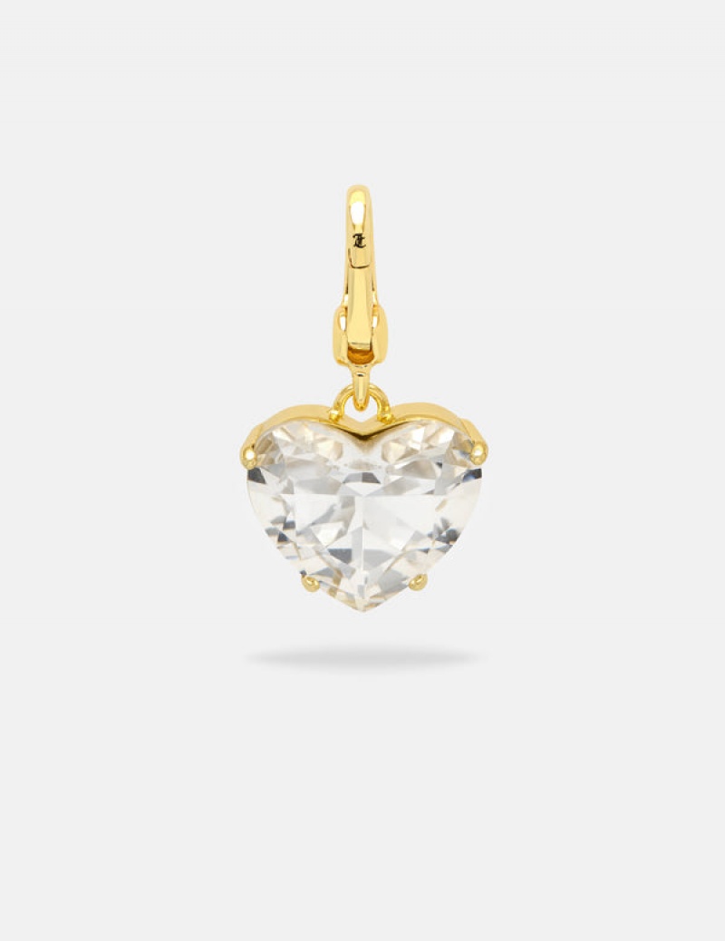 Juicy Couture Clear Crystal Heart & Drop Charm Zlatne | JC-SN652406