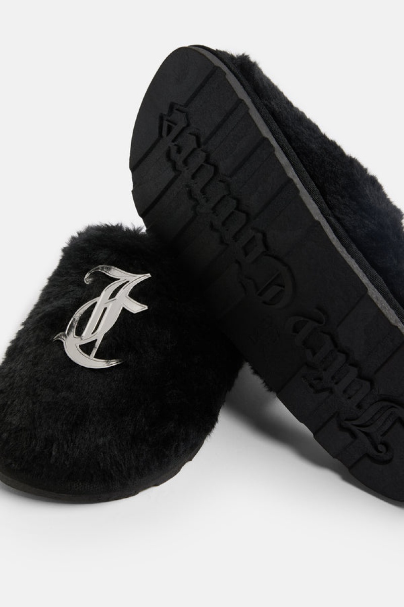 Juicy Couture Closed Toe Faux Fur Slipper Crne | JC-SN652189