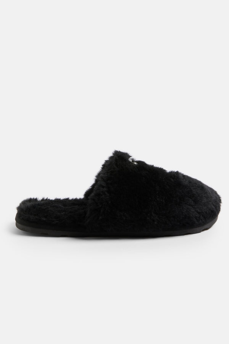 Juicy Couture Closed Toe Faux Fur Slipper Crne | JC-SN652189