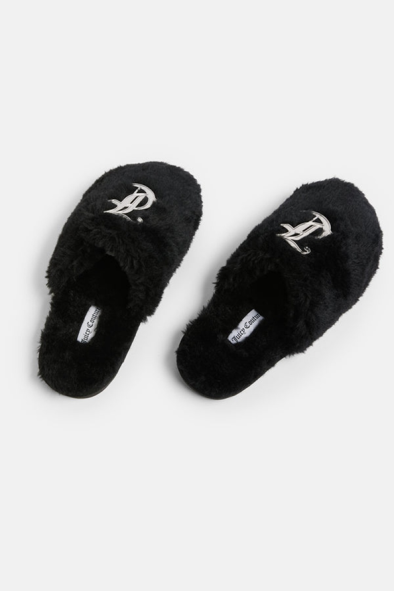 Juicy Couture Closed Toe Faux Fur Slipper Crne | JC-SN652189