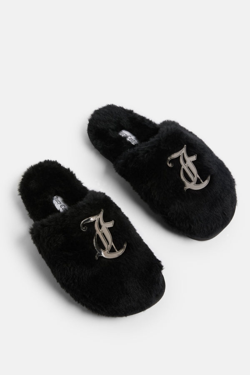 Juicy Couture Closed Toe Faux Fur Slipper Crne | JC-SN652189