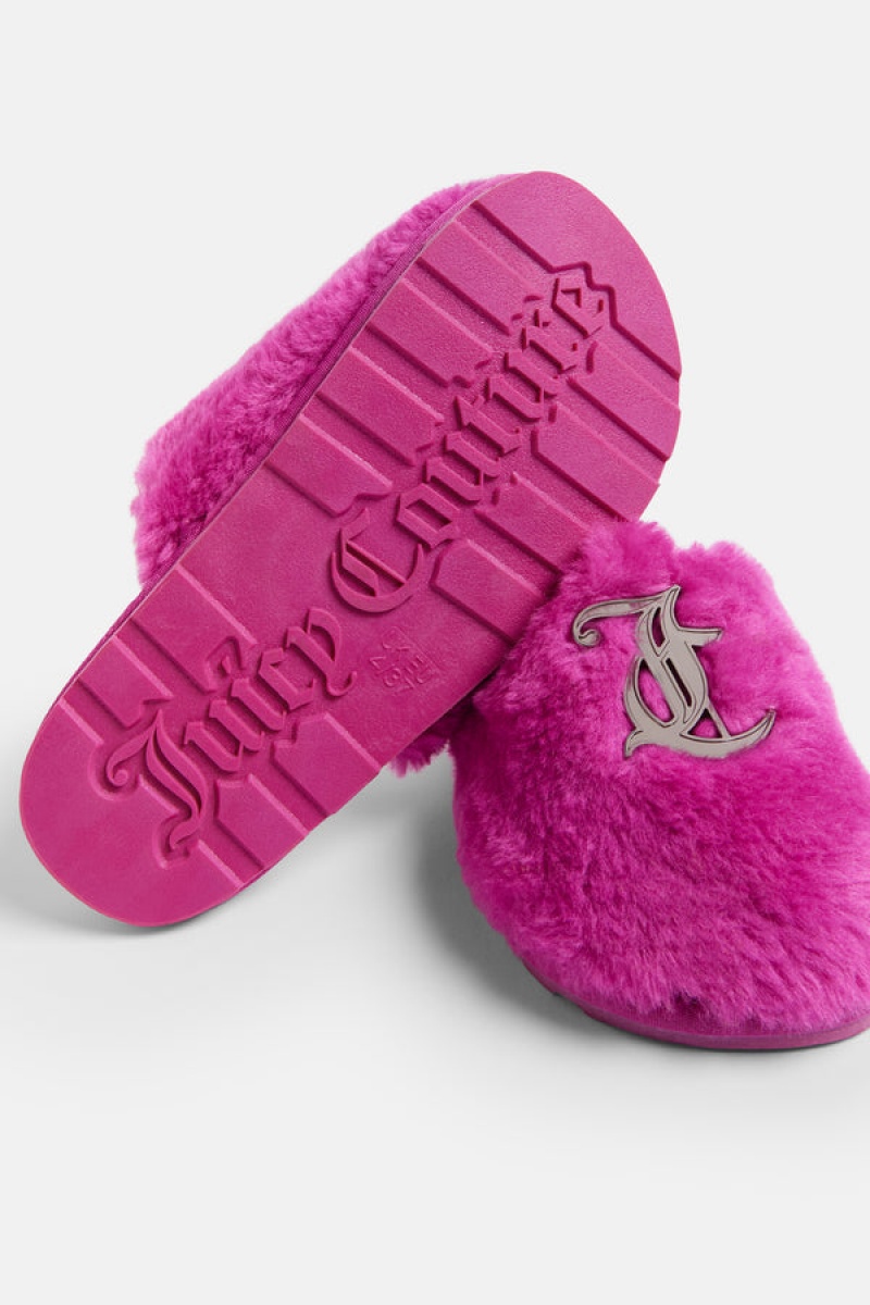 Juicy Couture Closed Toe Faux Fur Slipper Roze | JC-SN652190