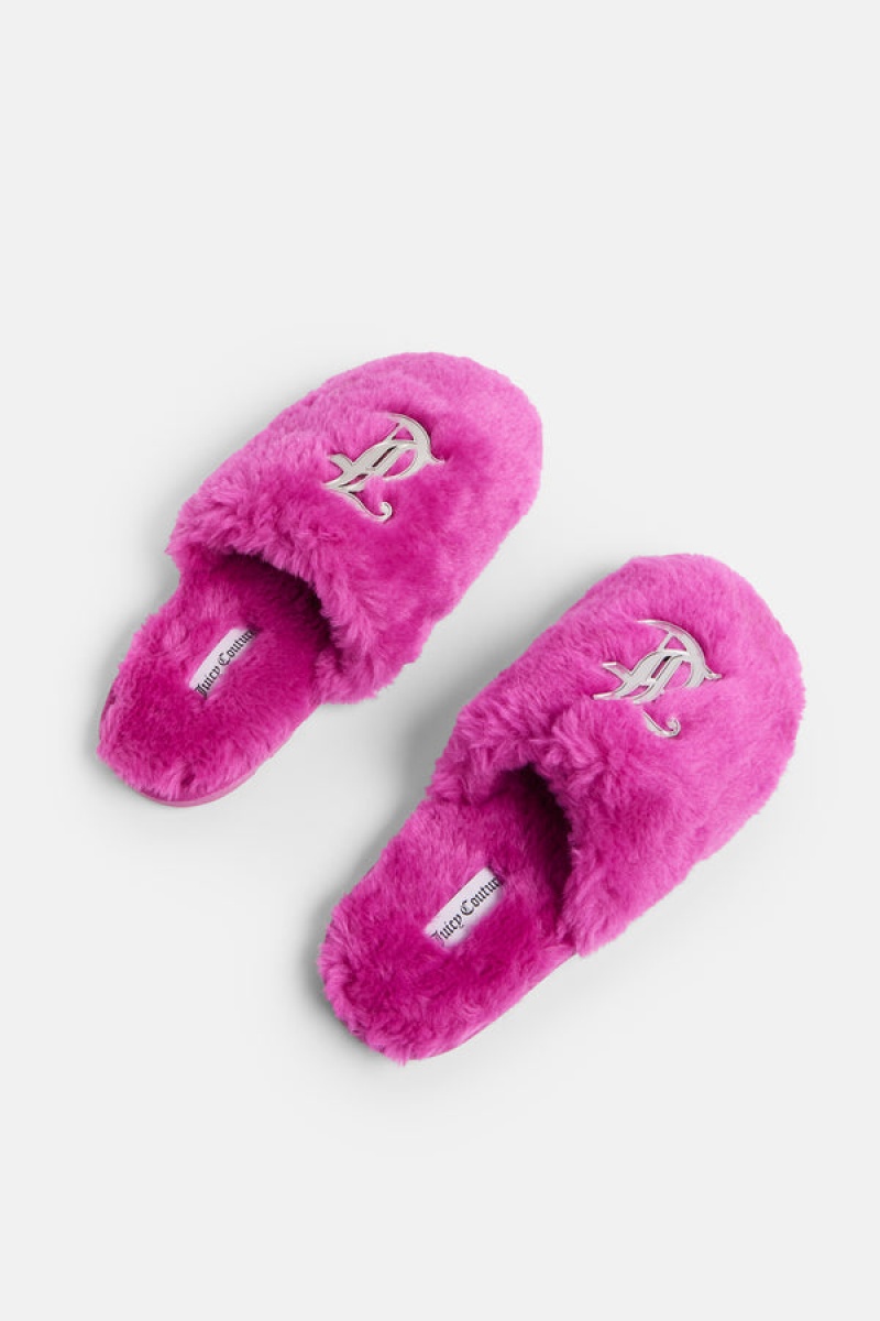 Juicy Couture Closed Toe Faux Fur Slipper Roze | JC-SN652190