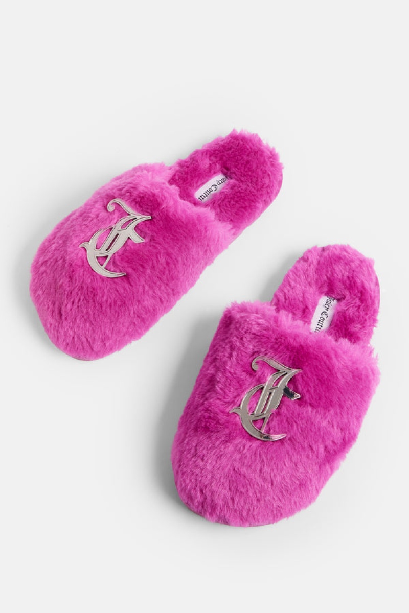 Juicy Couture Closed Toe Faux Fur Slipper Roze | JC-SN652190