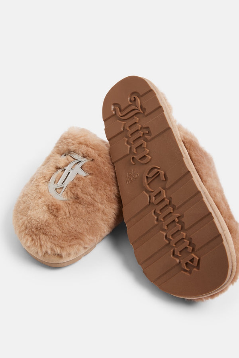 Juicy Couture Closed Toe Faux Fur Slipper Bež | JC-SN652191