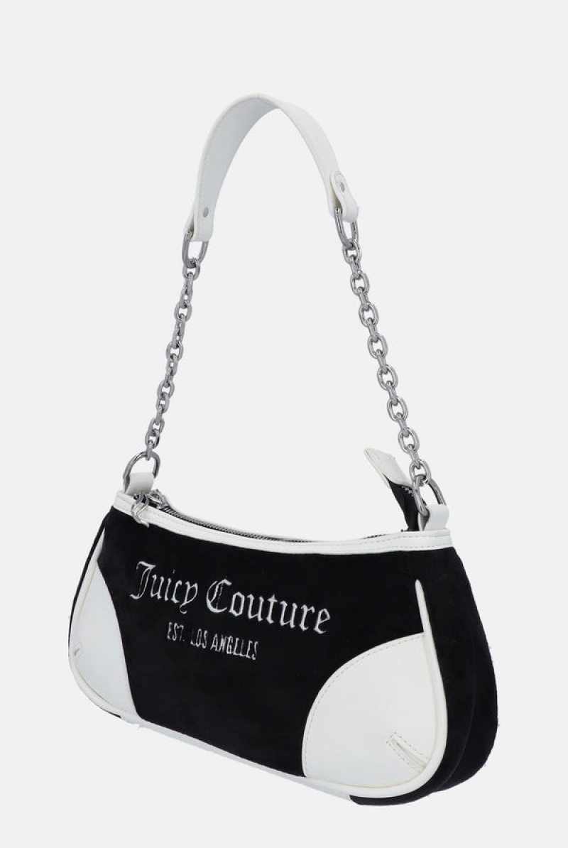 Juicy Couture Colourblock Velour Mix Shoulder Bag Crne | JC-SN652210