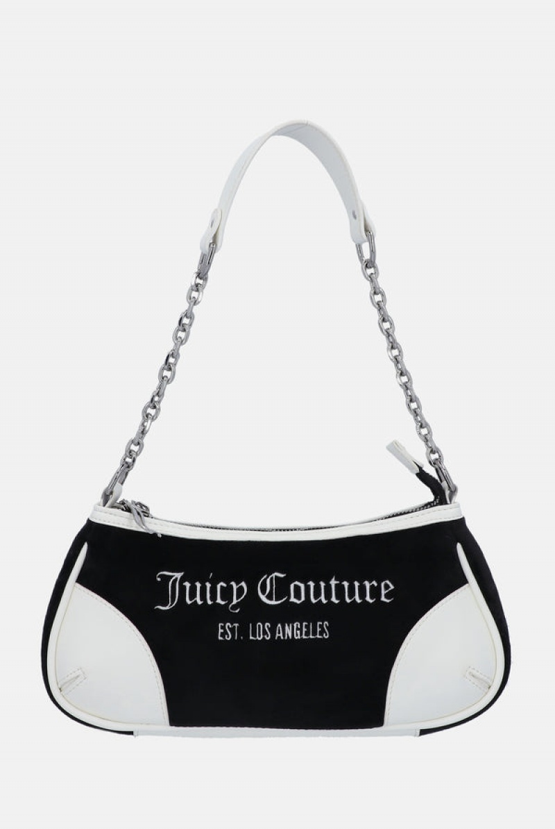 Juicy Couture Colourblock Velour Mix Shoulder Bag Crne | JC-SN652210