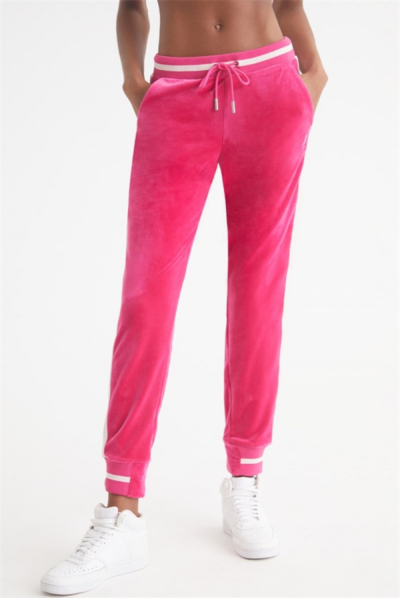 Juicy Couture Contrast Rib Velour Joggers Roze | JC-SN651789