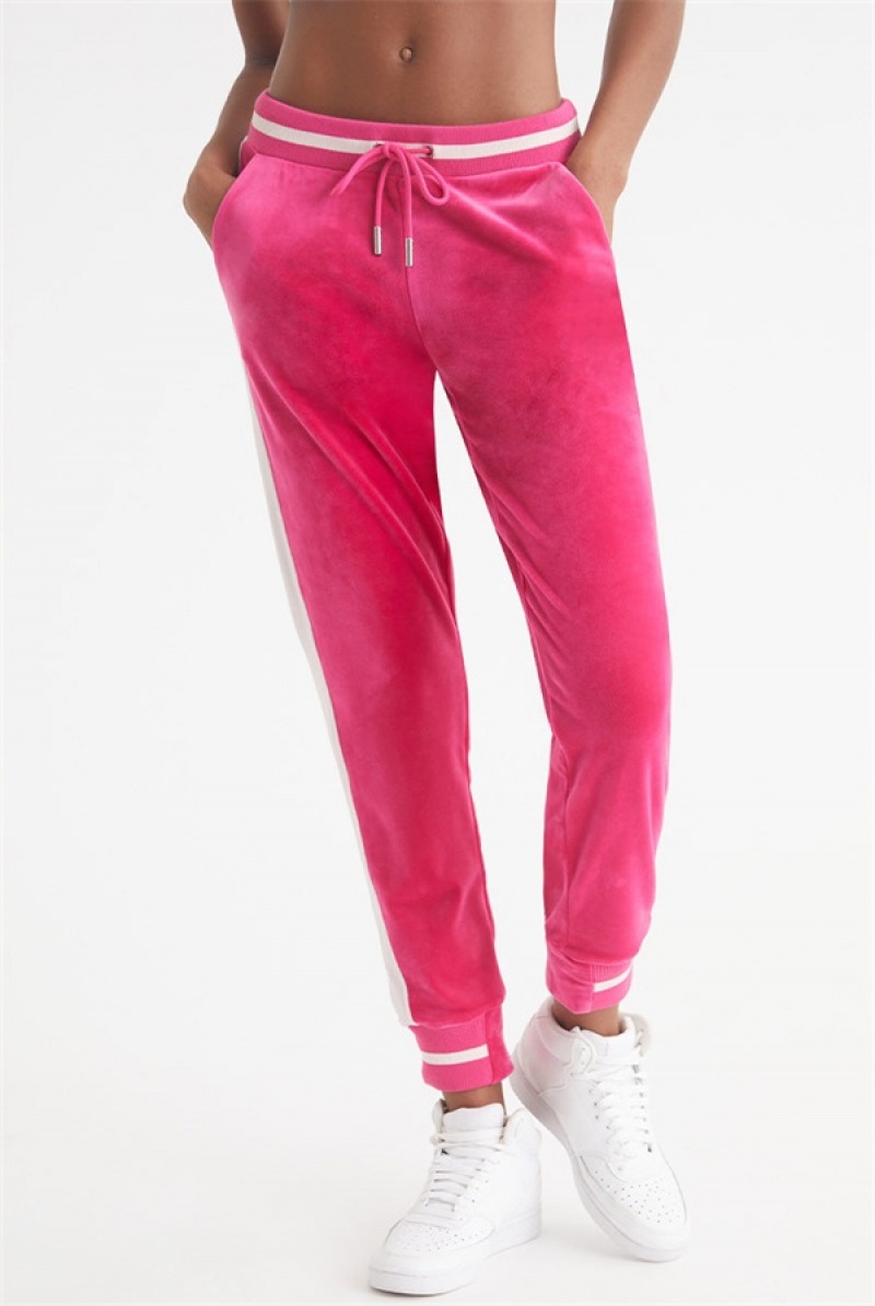 Juicy Couture Contrast Rib Velour Joggers Roze | JC-SN651789