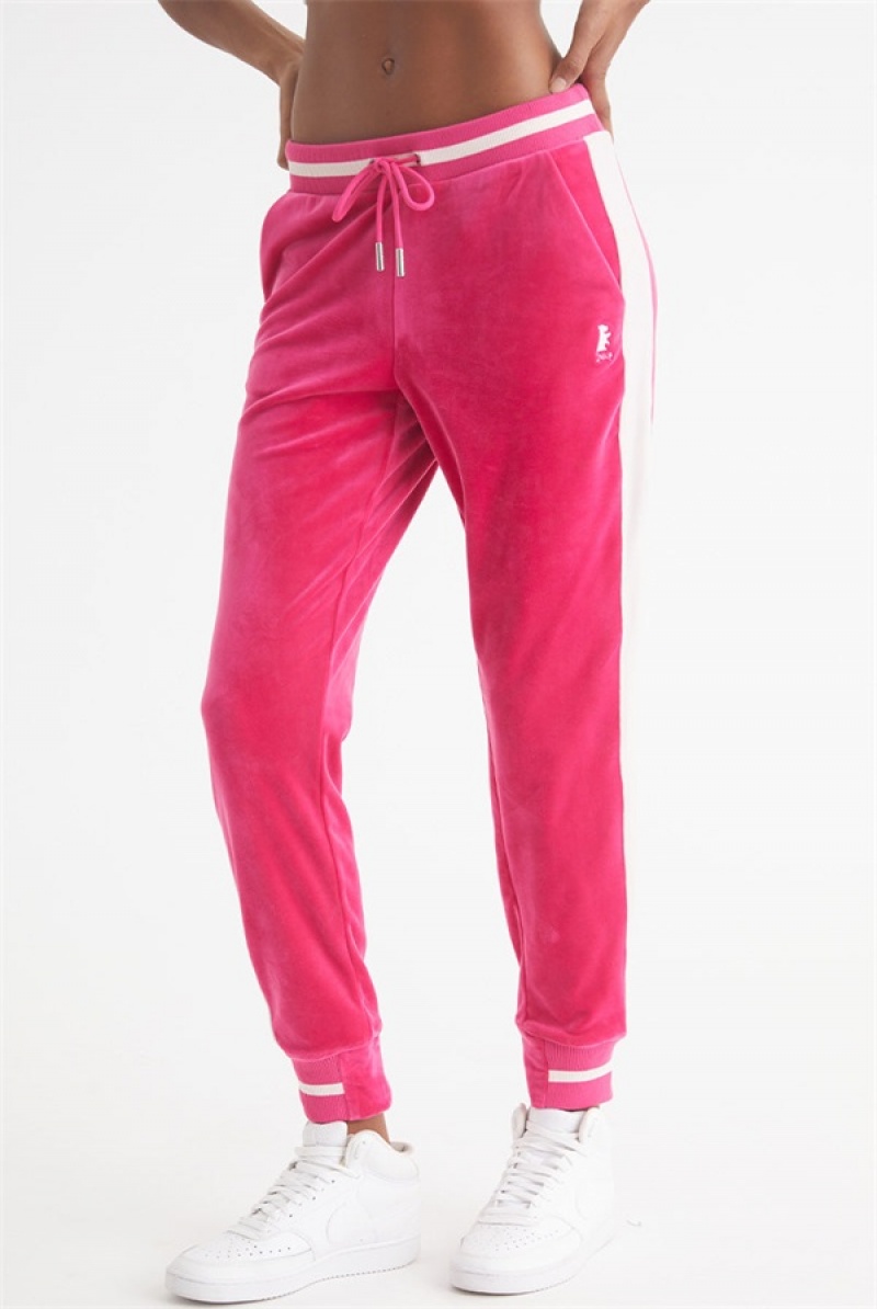 Juicy Couture Contrast Rib Velour Joggers Roze | JC-SN651789