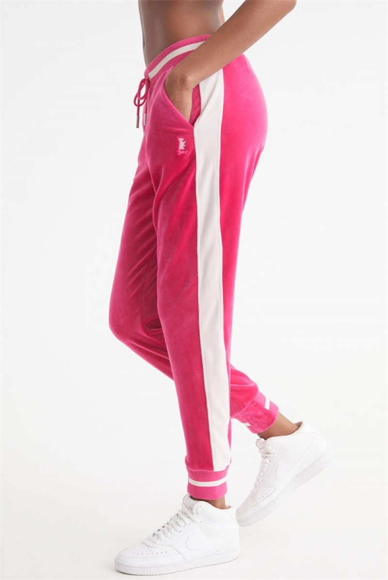 Juicy Couture Contrast Rib Velour Joggers Roze | JC-SN651789