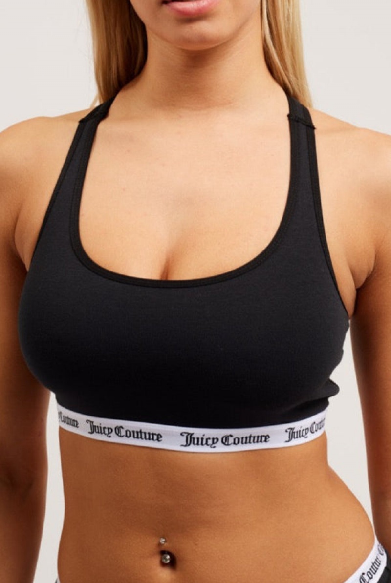 Juicy Couture Cotton Bralette Crne | JC-SN652245