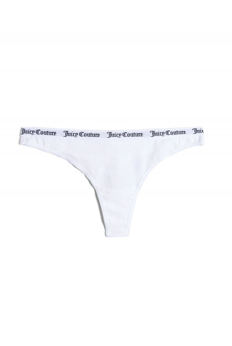 Juicy Couture Cotton Branded Thong Bijele | JC-SN652255