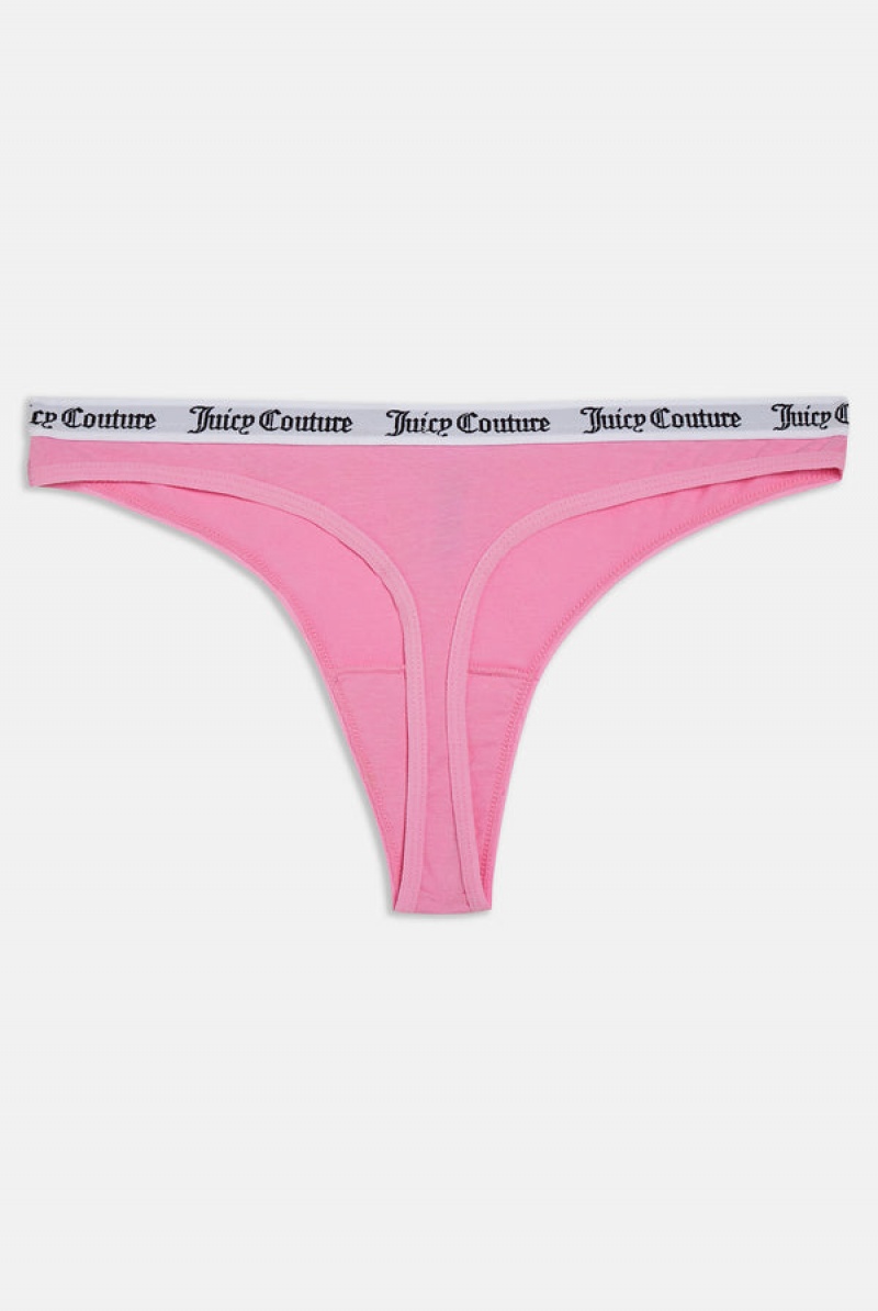 Juicy Couture Cotton Branded Thong Roze | JC-SN652257