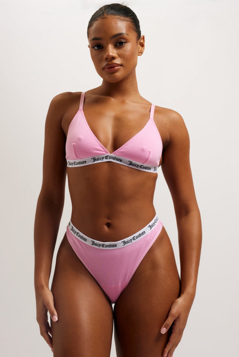 Juicy Couture Cotton Branded Thong Roze | JC-SN652257