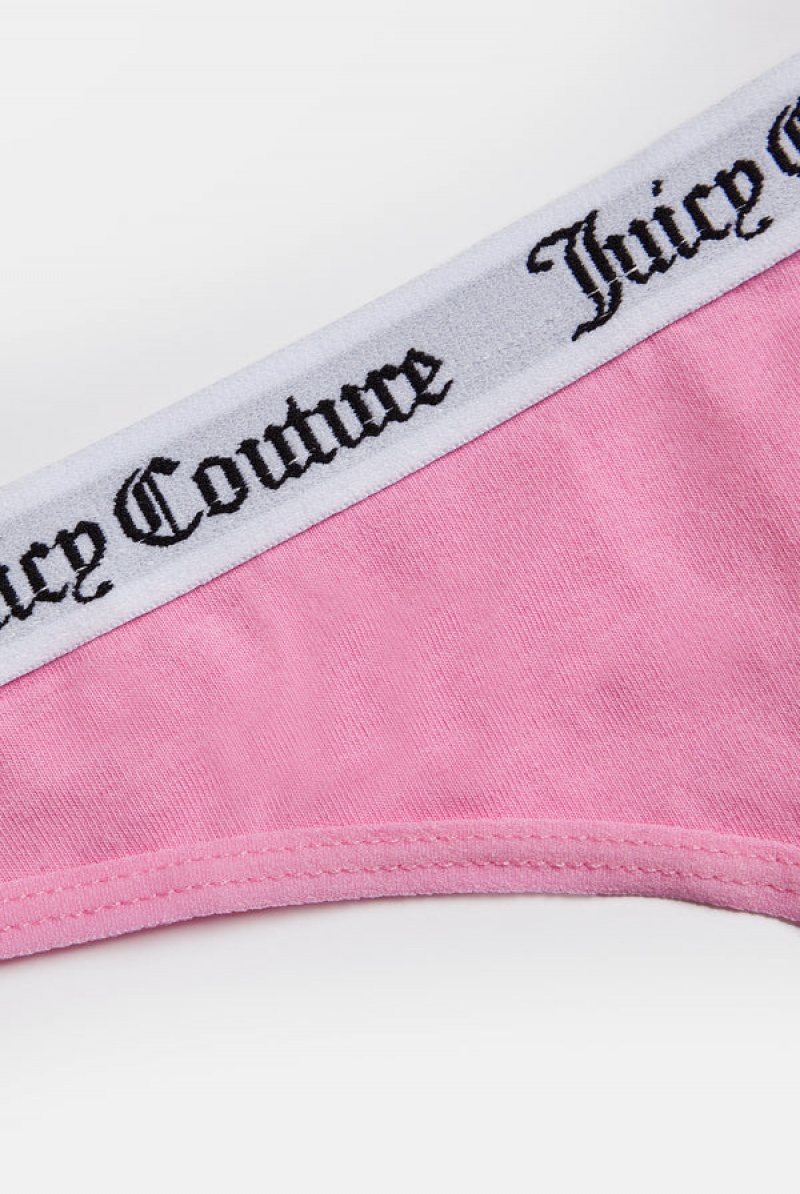 Juicy Couture Cotton Branded Thong Roze | JC-SN652257