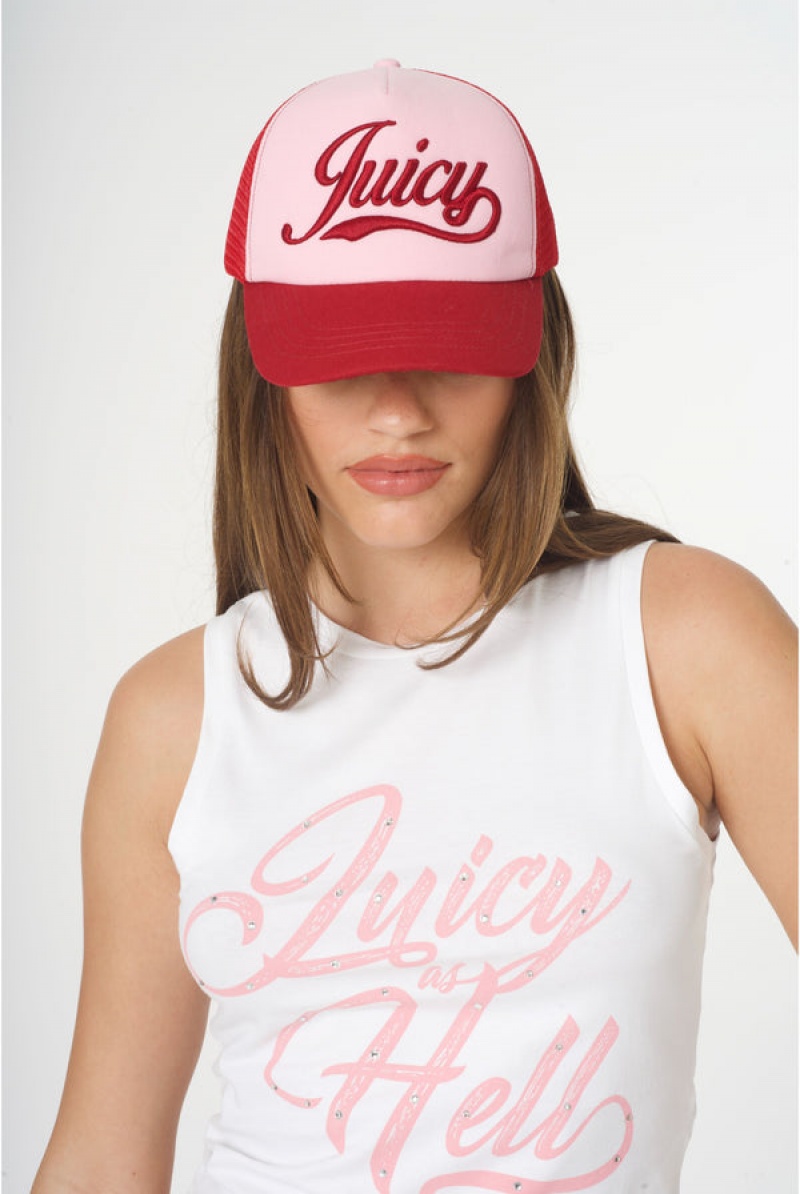 Juicy Couture Cotton Canvas Trucker Cap Roze | JC-SN652340