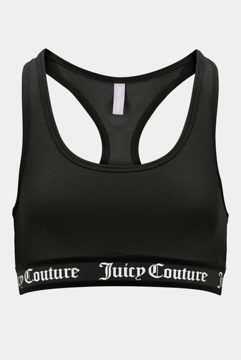 Juicy Couture Cotton Lounge Racer Bra Crne | JC-SN652225