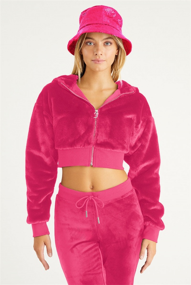 Juicy Couture Cropped Faux Fur Jacket Roze | JC-SN651674