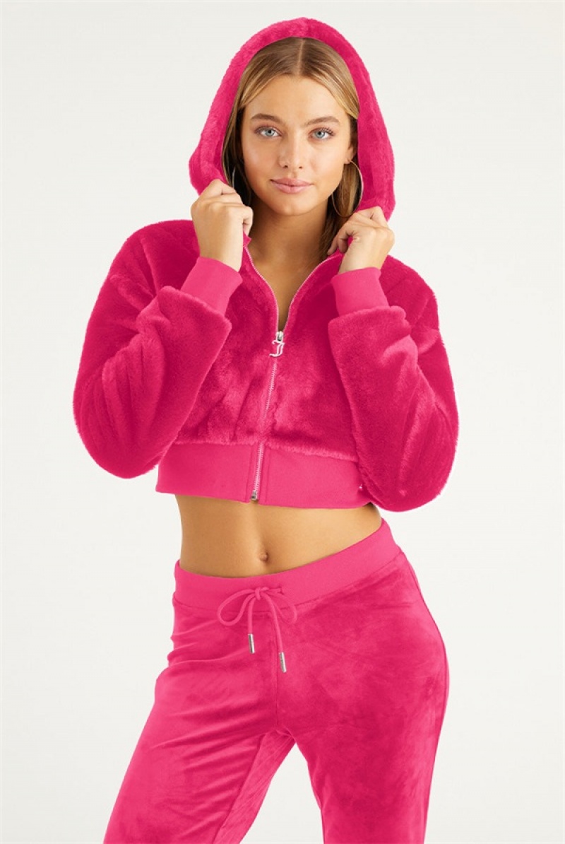 Juicy Couture Cropped Faux Fur Jacket Roze | JC-SN651674