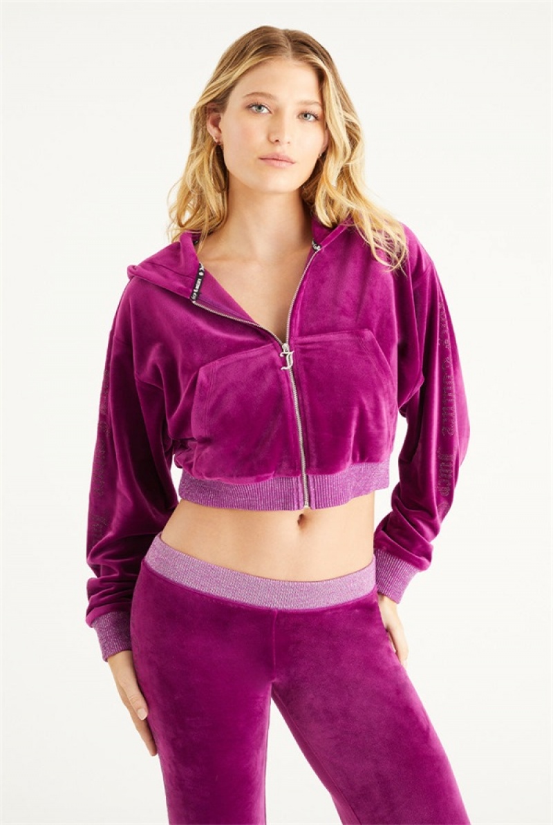 Juicy Couture Cropped Jacket With Side Bling Ljubičaste | JC-SN651569