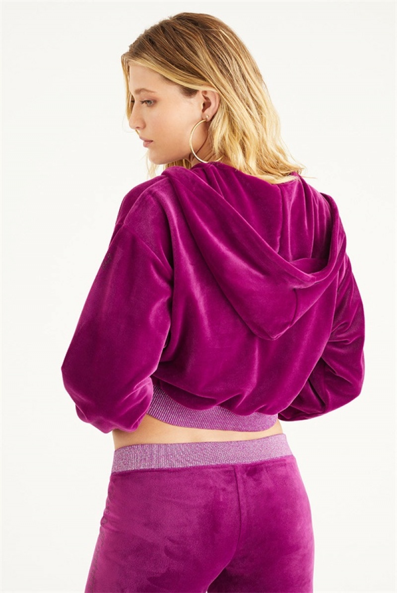 Juicy Couture Cropped Jacket With Side Bling Ljubičaste | JC-SN651569