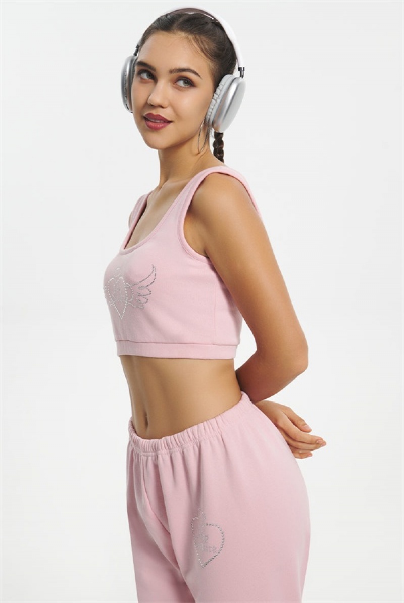 Juicy Couture Cropped Sweetheart Tank Roze | JC-SN651633