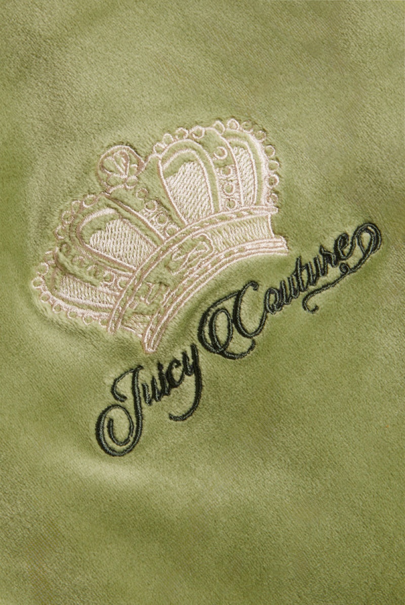 Juicy Couture Crown Embroide Velour Trackpants Zelene | JC-SN651968