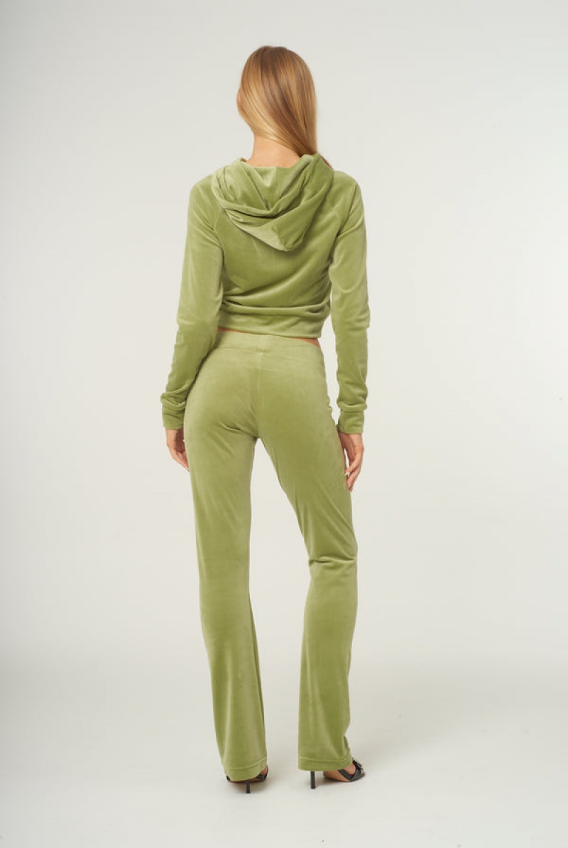 Juicy Couture Crown Embroide Velour Trackpants Zelene | JC-SN651968