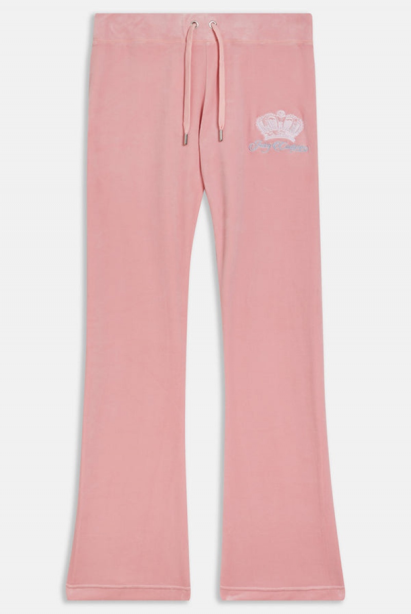 Juicy Couture Crown Embroide Velour Trackpants Roze | JC-SN651970