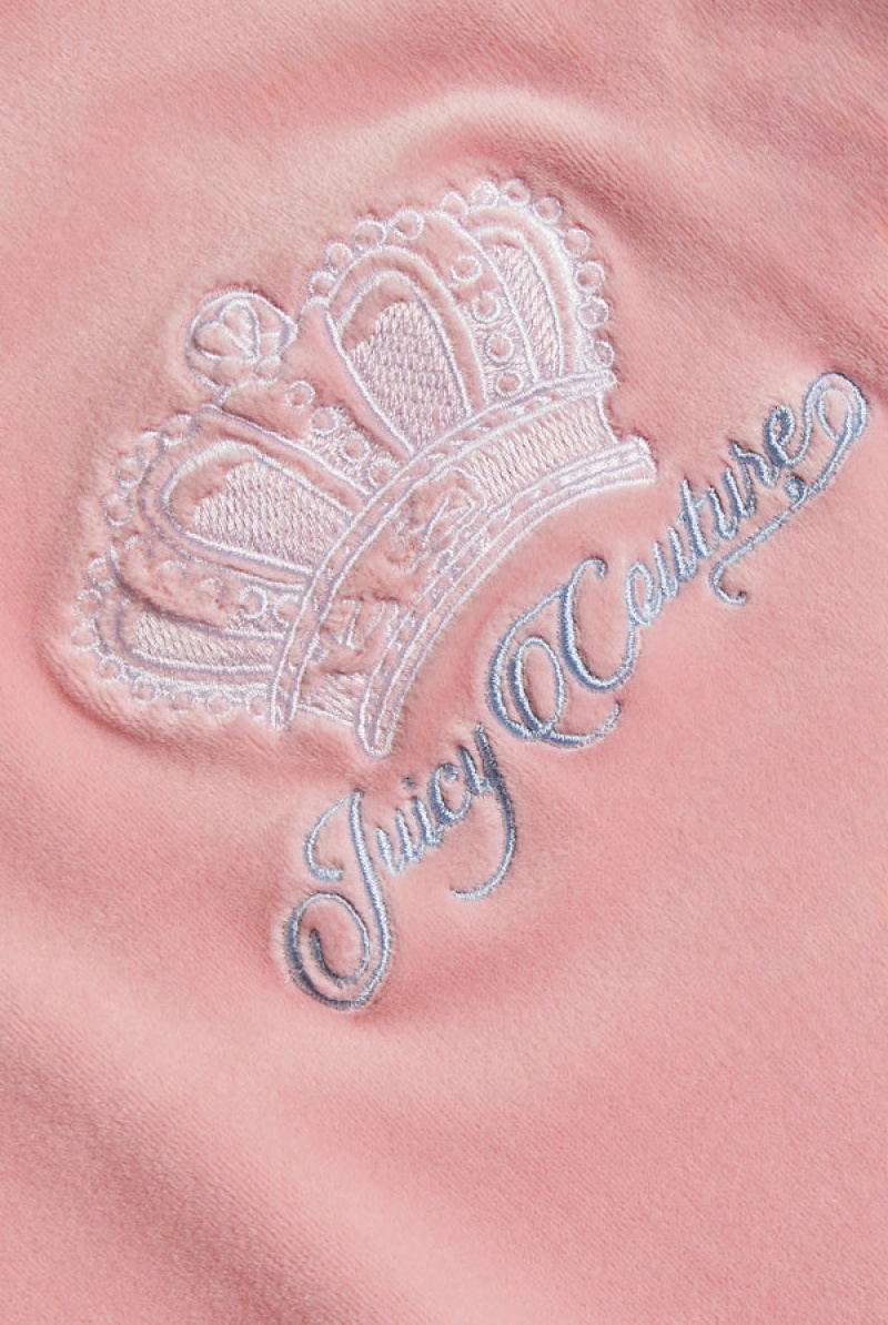 Juicy Couture Crown Embroide Velour Trackpants Roze | JC-SN651970