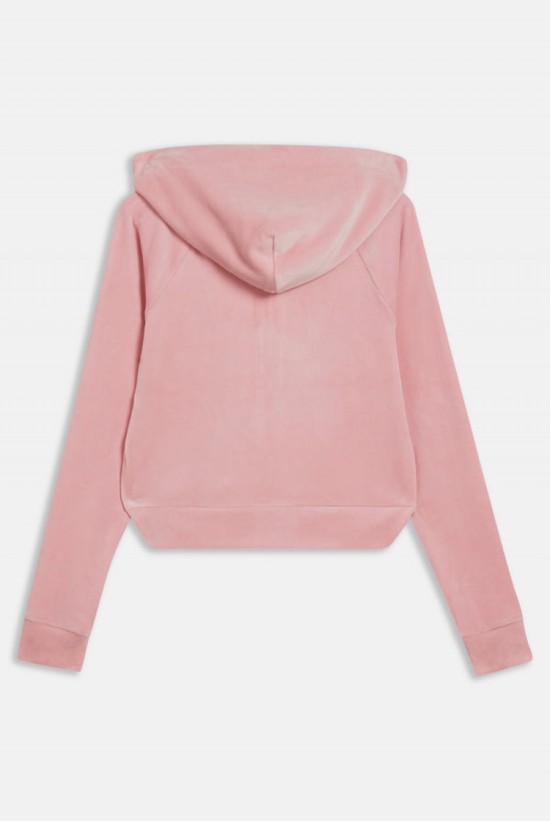 Juicy Couture Crown Embroide Velour Zip-through Hoodie Roze | JC-SN651993