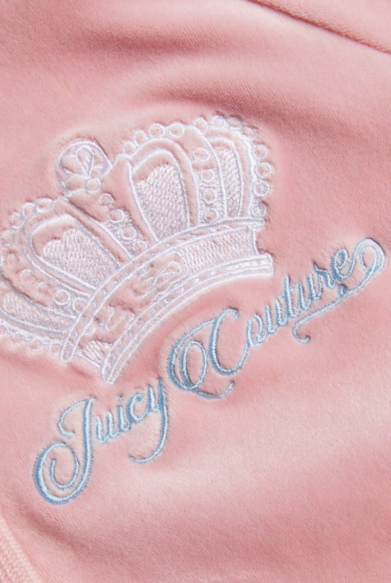 Juicy Couture Crown Embroide Velour Zip-through Hoodie Roze | JC-SN651993