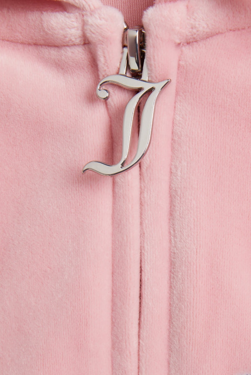 Juicy Couture Crown Embroide Velour Zip-through Hoodie Roze | JC-SN651993