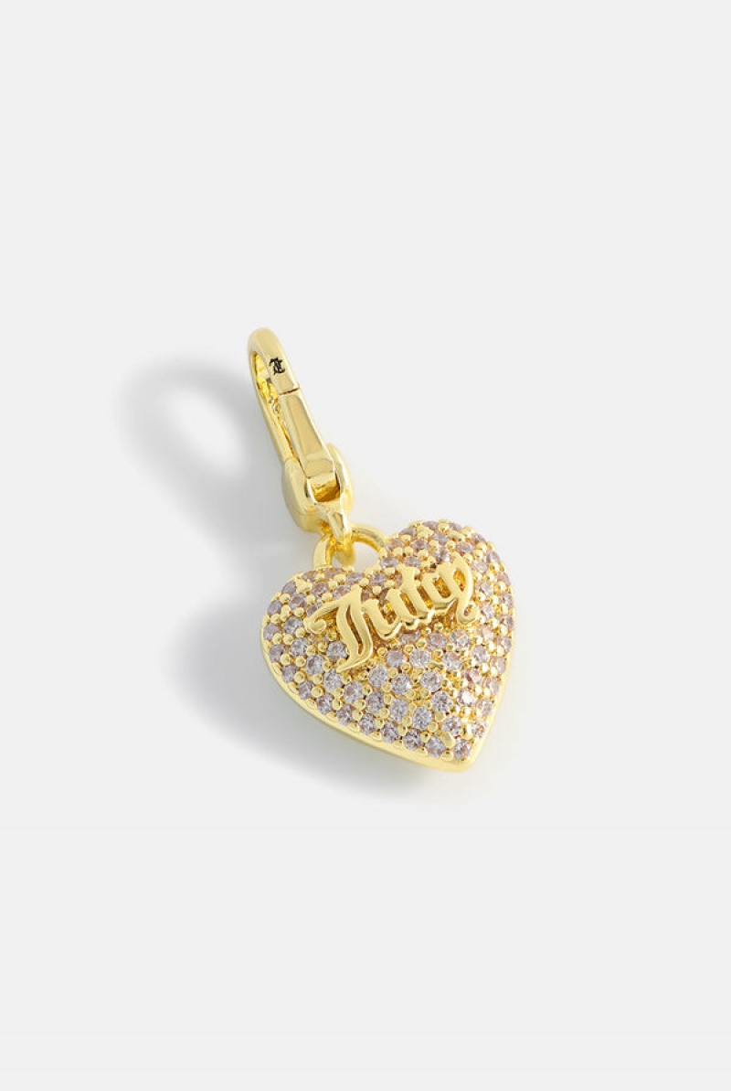 Juicy Couture Crystal Heart Charm Zlatne | JC-SN652389