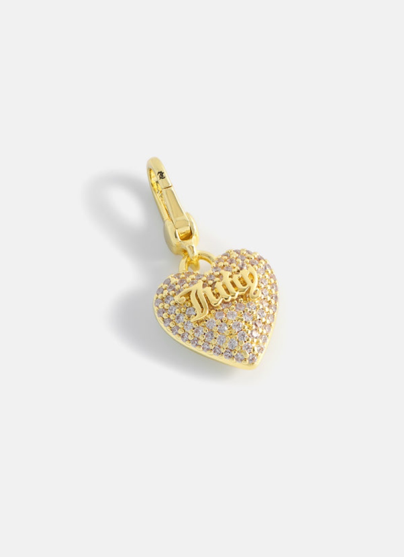 Juicy Couture Crystal Heart Charm Zlatne | JC-SN652389