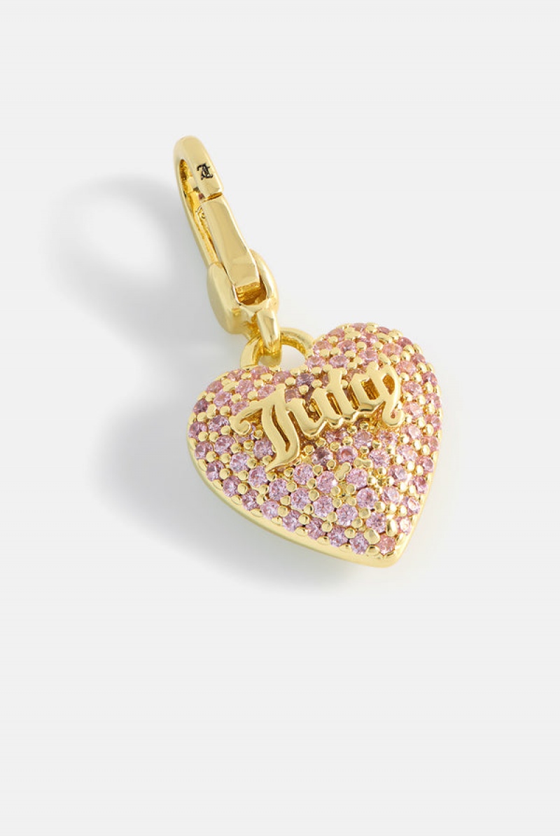 Juicy Couture Crystal Heart Charm Zlatne | JC-SN652408