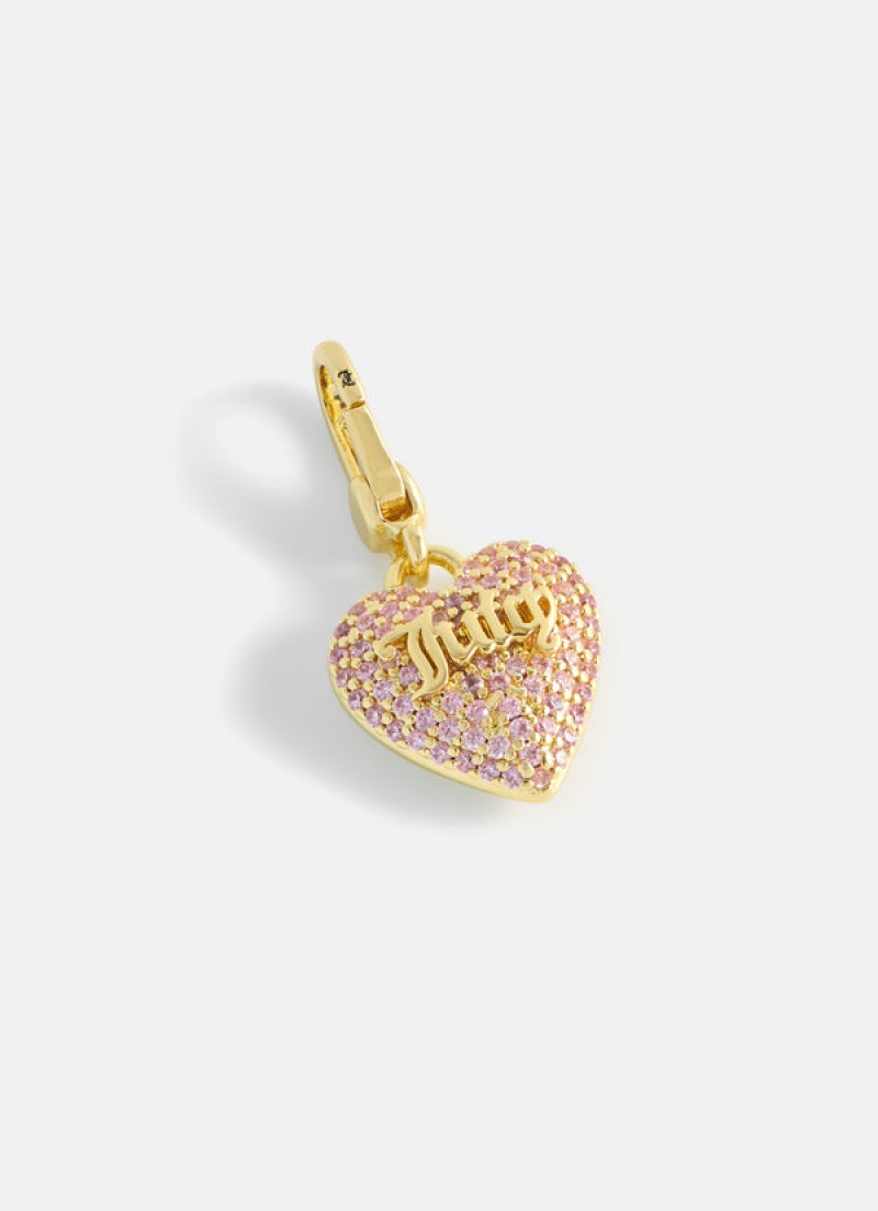 Juicy Couture Crystal Heart Charm Zlatne | JC-SN652408