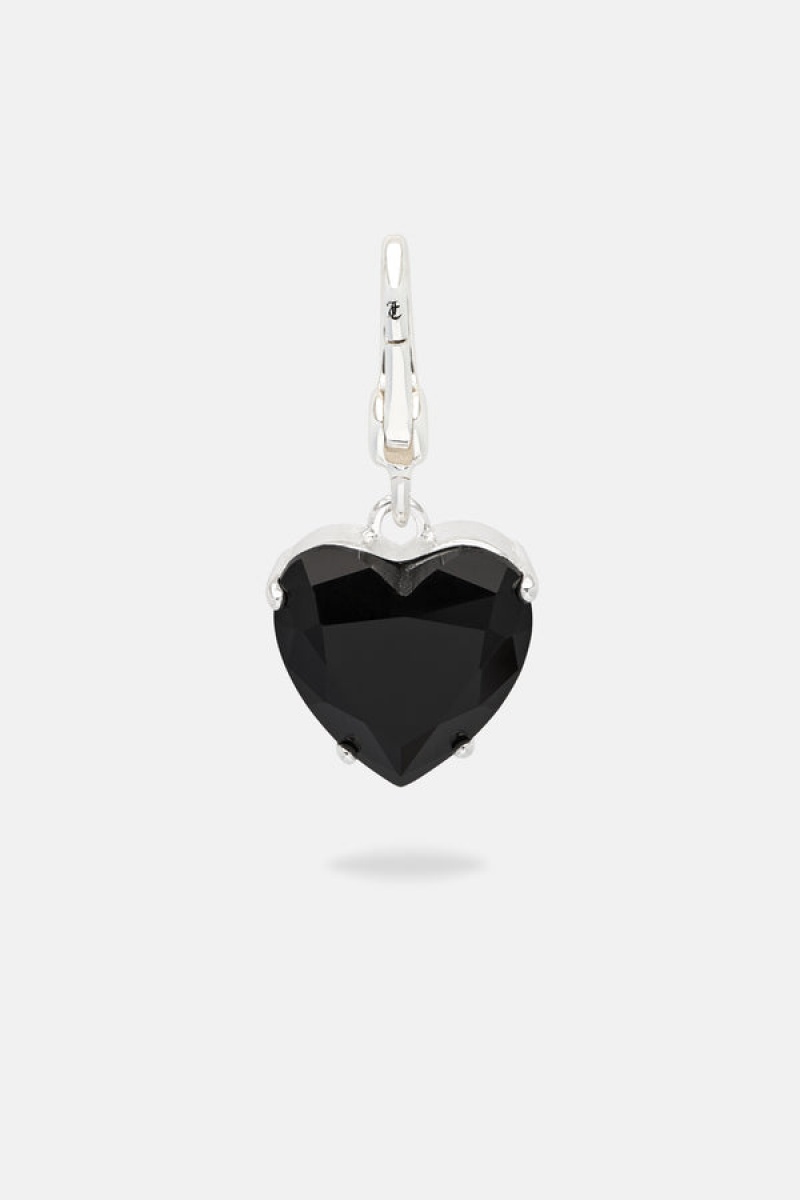 Juicy Couture Crystal Heart & Drop Charm Srebrne | JC-SN652409