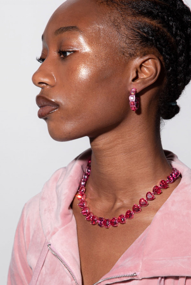 Juicy Couture Crystal Hoop Earrings Roze | JC-SN652352