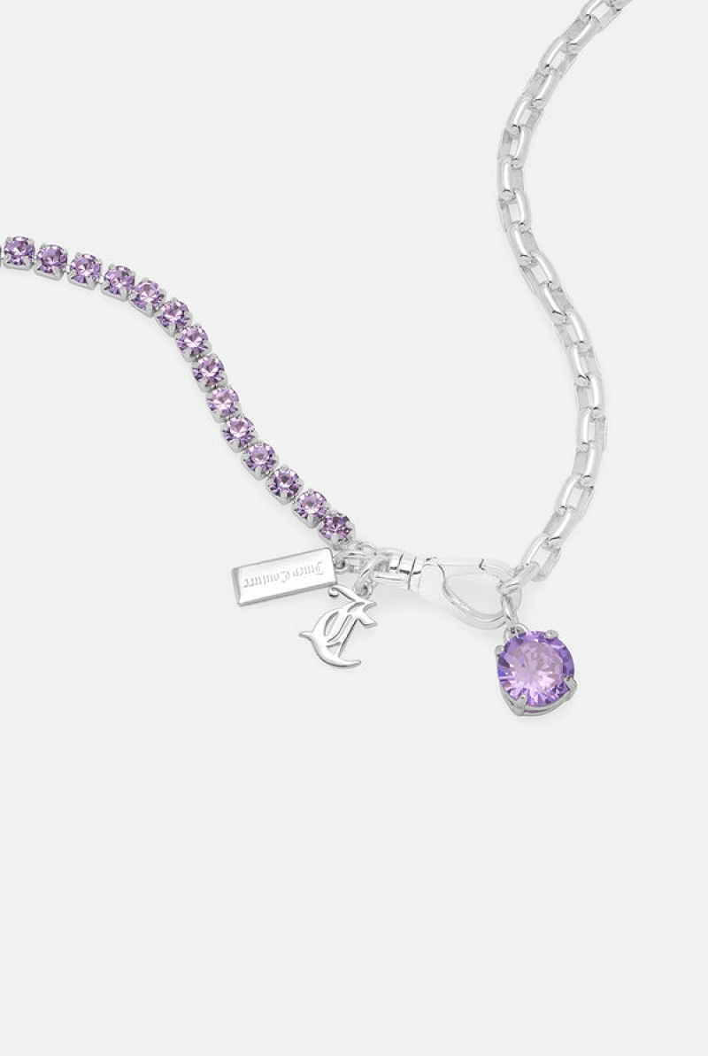 Juicy Couture Crystal JC Necklace Ljubičaste | JC-SN652362