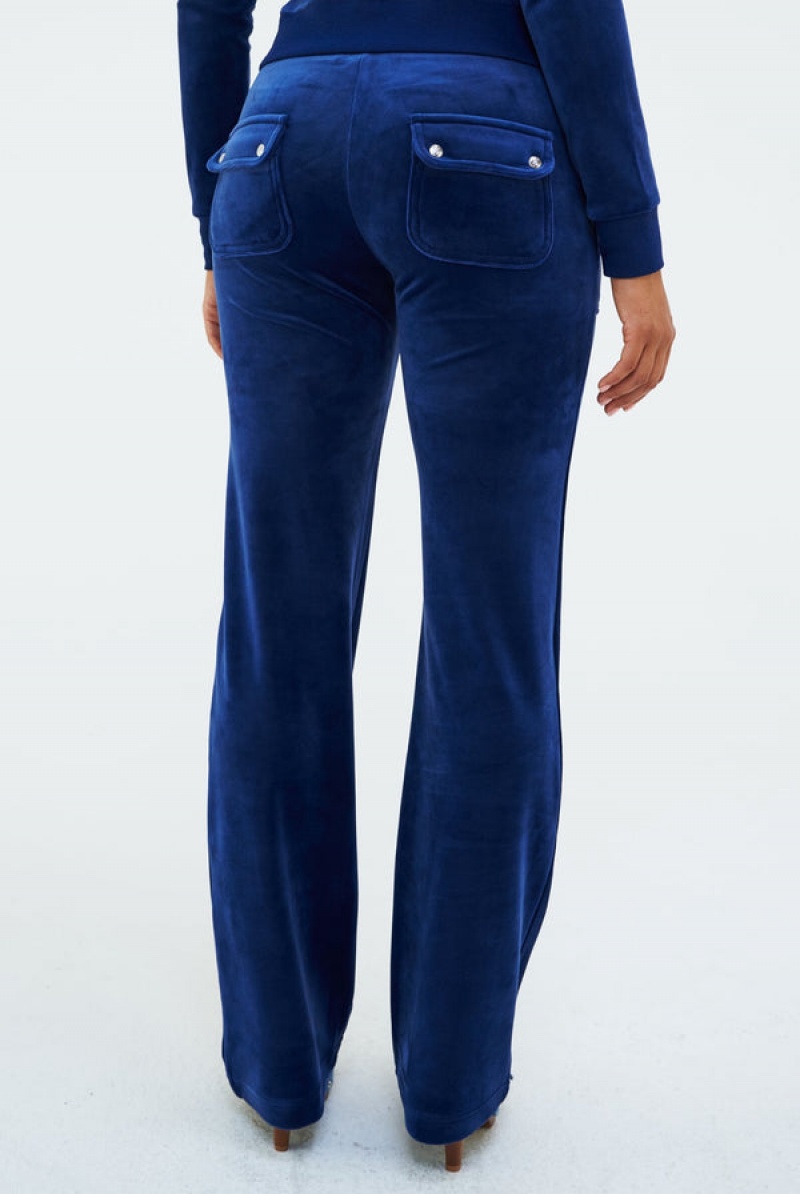 Juicy Couture Depths Classic Velour Del Ray Pocketed Bottoms Plave | JC-SN652101