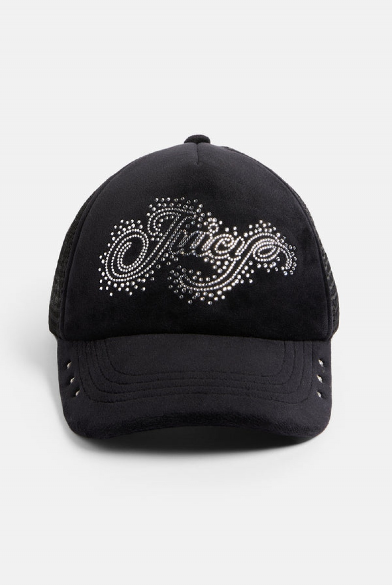 Juicy Couture Diamante Scatter Trucker Cap Crne | JC-SN652326