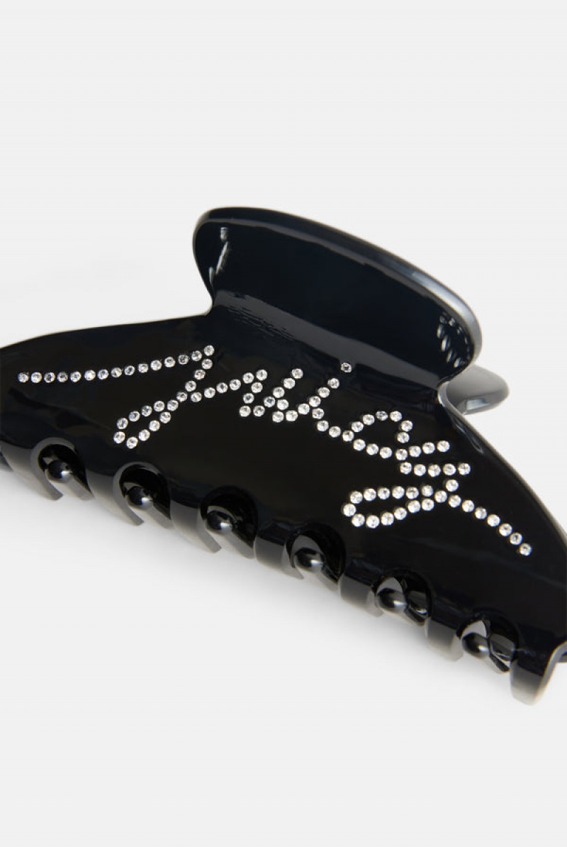 Juicy Couture Diamante Script Claw Hair Clip Crne | JC-SN652332